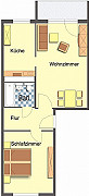 Grundriss Wohnung, 2 Zimmer (55,23 m²), Wartburgstraße 15, Gera