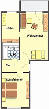 Grundriss - Wohnung, 2 Zimmer (55,23 m²), Wartburgstraße 15, Gera