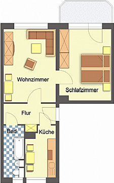 Grundriss - Wohnung, 2 Zimmer (48,86 m²), Lis.-Herrmann-Straße 25, Gera