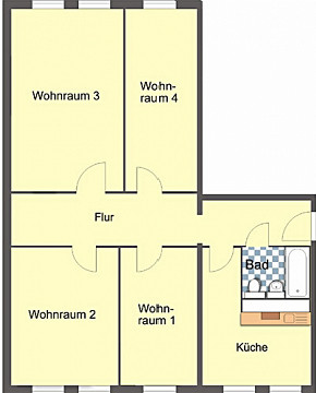 Grundriss - Wohnung, 1 Zimmer (27,58 m²), Ziegelberg 17, Gera