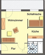 Grundriss Wohnung, 1 Zimmer (35,84 m²), Kastanienstraße 13, Gera