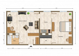 Grundriss Wohnung, 2 Zimmer (66 m²), Otto-Militzer-Straße 1, Jena