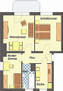 Grundriss Wohnung, 3 Zimmer (62,4 m²), Wiesestraße 238, Gera