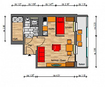 Grundriss Wohnung, 1 Zimmer (35,33 m²), Zeulsdorfer Straße 25, Gera