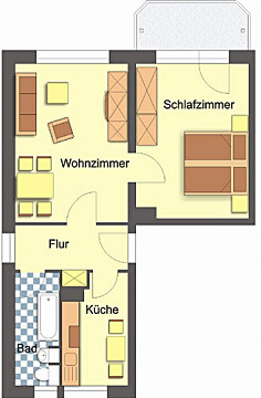 Grundriss - Wohnung, 2 Zimmer (48,81 m²), Haeckelstraße 10, Gera