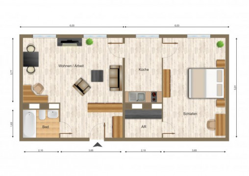 Grundriss - Wohnung, 2 Zimmer (66 m²), Otto-Militzer-Straße 1, Jena