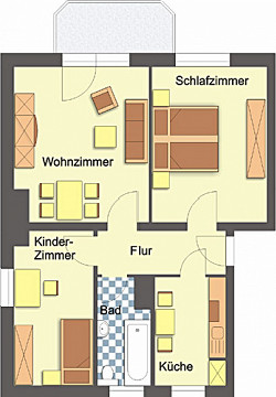 Grundriss - Wohnung, 3 Zimmer (62,4 m²), Wiesestraße 238, Gera