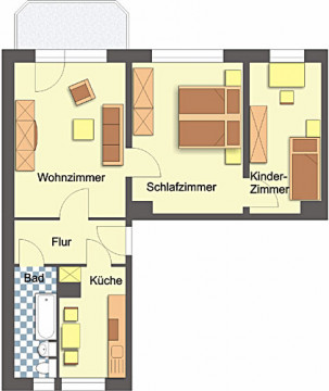 Grundriss - Wohnung, 3 Zimmer (59,28 m²), Dr.-Hufeland-Straße 14, Gera