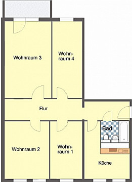 Grundriss - Wohnung, 1 Zimmer (20,43 m²), Ziegelberg 15, Gera