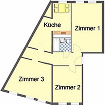 Grundriss - Wohnung, 1 Zimmer (24,86 m²), Ziegelberg 11, Gera