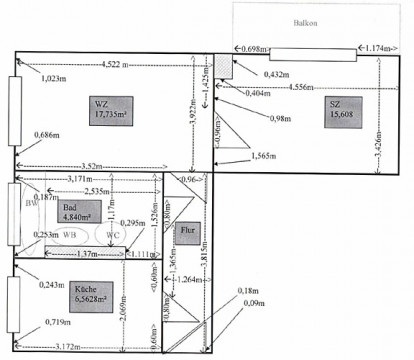 Grundriss - Wohnung, 2 Zimmer (52,24 m²), Prof.-Simmel-Straße 30, Gera