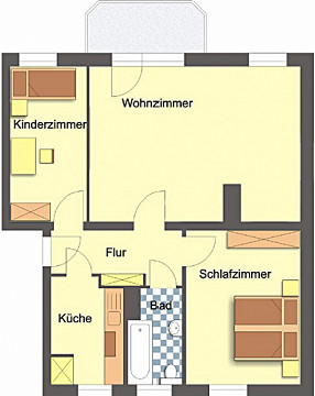 Grundriss - Wohnung, 3 Zimmer (71,82 m²), Wiesestraße 218, Gera