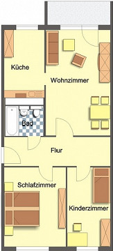 Grundriss - Wohnung, 3 Zimmer (69,93 m²), Pößnecker Straße 20, Gera