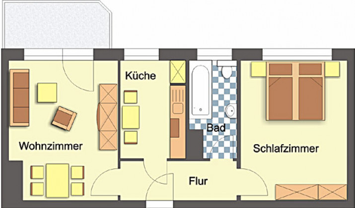 Grundriss Wohnung, 2 Zimmer (49,74 m²), Prof.-Simmel-Straße 30, Gera