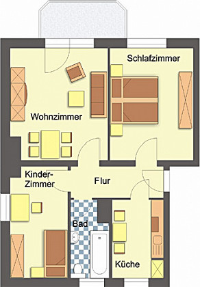 Grundriss Wohnung, 3 Zimmer (62,4 m²), Wiesestraße 238, Gera