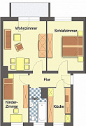 Grundriss Wohnung, 3 Zimmer (58,9 m²), Maienweg 50, Gera