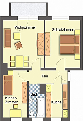 Grundriss Wohnung, 3 Zimmer (58,9 m²), Maienweg 50, Gera